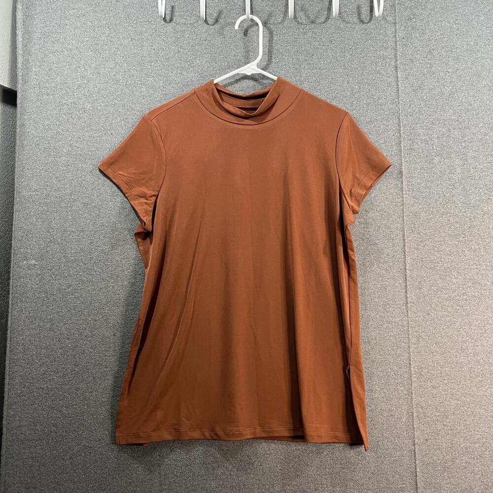 Susan Graver Modern Essentials Regular Liquid Knit Tunic Salted Caramel Small